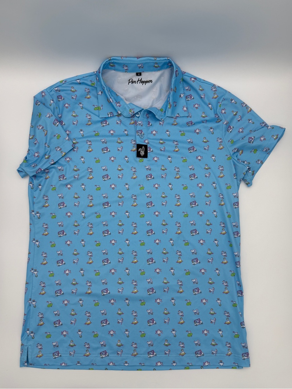 Blue Golf Polo Geese Putting Golf Cart Performance Men’s Shirt Medium Par Hopper